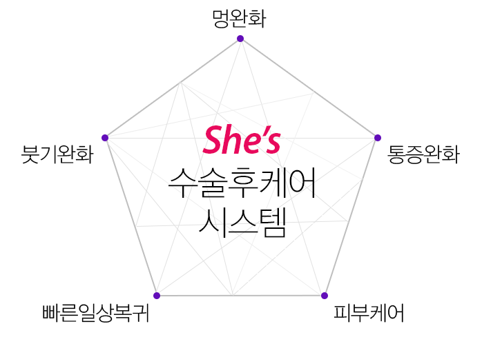 쉬즈의 수술 후 케어 서비스 내용을 설명하는 그림