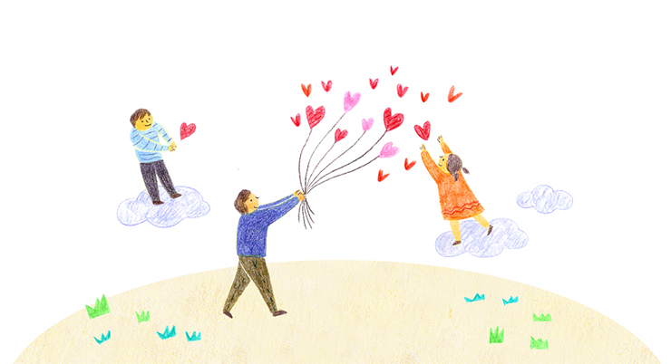 하트를 가득 들고있는 사람 이미지