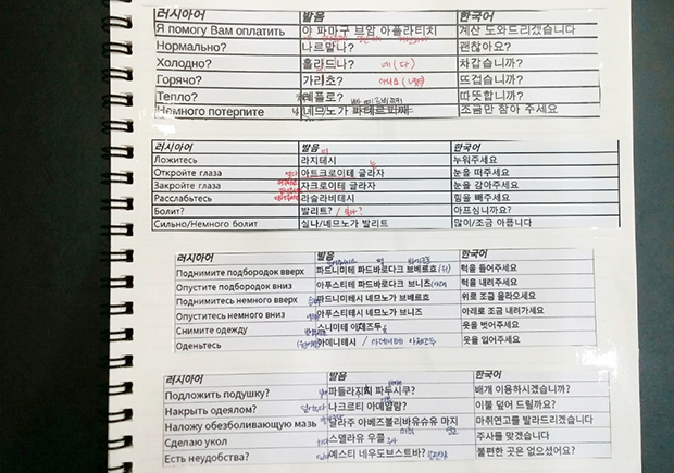 쉬즈성형외과 러시아어 교육자료